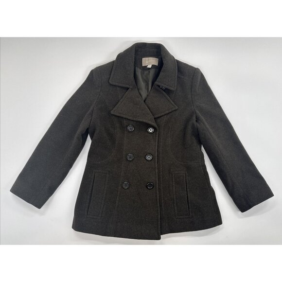 Croft Barrow Wool Peacoat Jacket Womens Medium Army Green Lined Winter Military - Picture 7 of 12